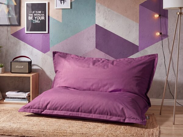 Sedací vak fialový nylonový 140 x 180 cm vodoodolný poťah so zipsom polystyrénová výplň