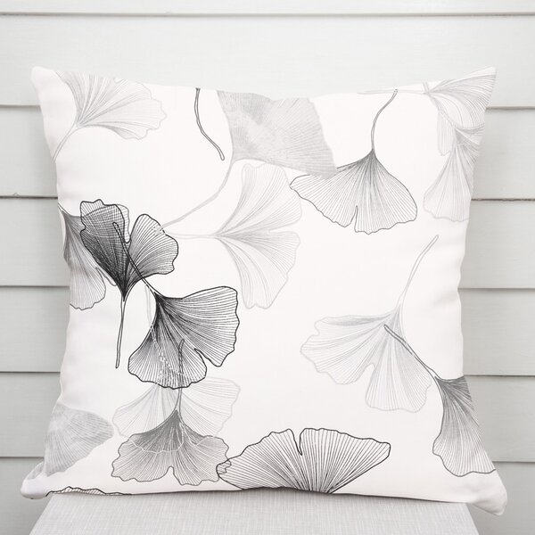 Biante Bavlnená obliečka na vankúš Sandra SA-512 Sivo-biele ginkgo listy na bielom 50 x 70 cm