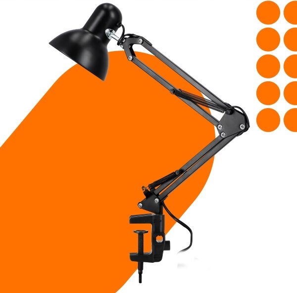 Stolná lampa s klipom 1xE27/60W/230V čierna