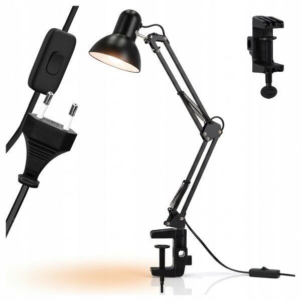 Stolná lampa s klipom 1xE27/60W/230V čierna