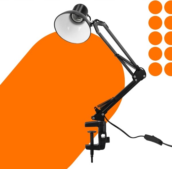 Stolná lampa s klipom 1xE27/60W/230V čierna
