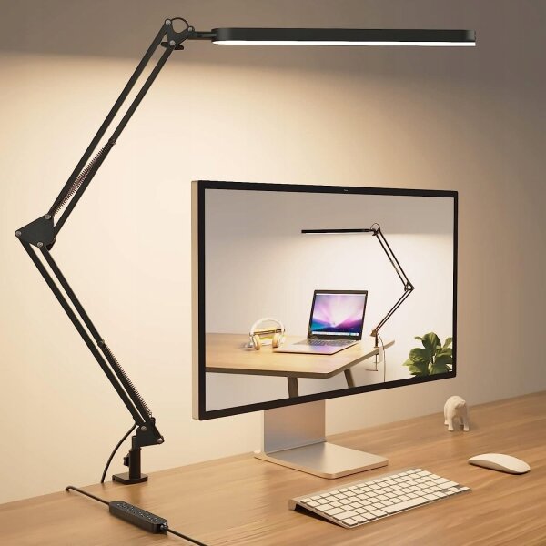 LED Stmievateľná stolná lampa s klipom LED/10W/5V 3000/4000/6000K čierna