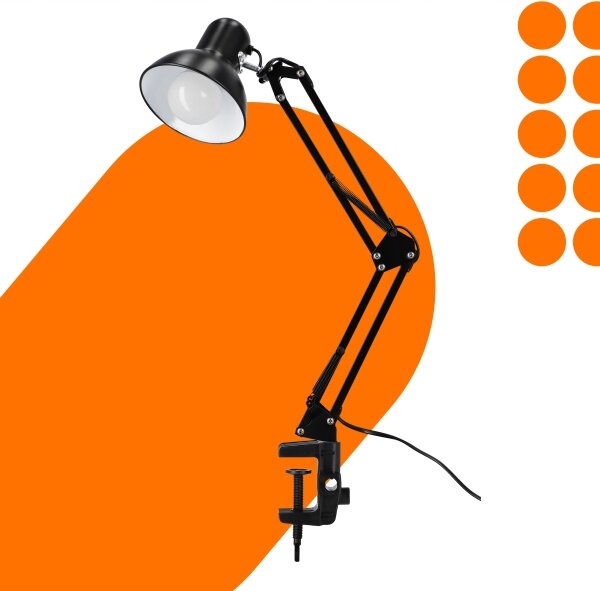 Stolná lampa s klipom 1xE27/60W/230V čierna