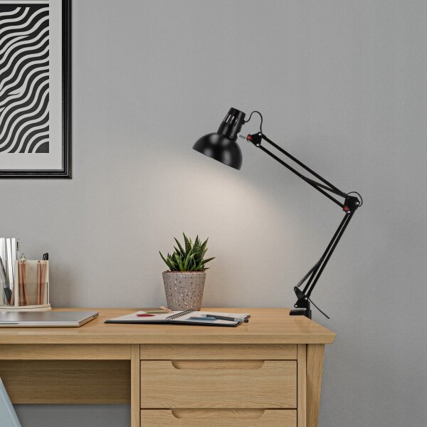 Stolná lampa s klipom 1xE27/60W/230V čierna