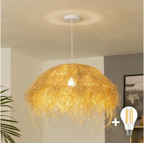 Brilagi - LED luster na lanku CERIA BOHO 1xE27/40W/230V, priemer 60 cm, z rafie