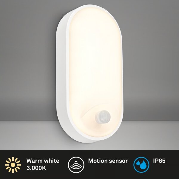 Brilo - LED vonkajšie nástenné svietidlo s pohybovým senzorom RUCH LED/12W/230V IP65 biele