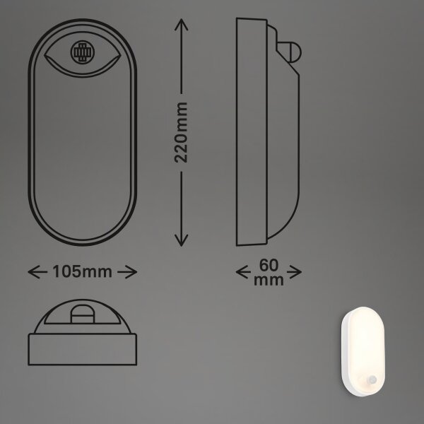 Brilo - LED vonkajšie nástenné svietidlo s pohybovým senzorom RUCH LED/12W/230V IP65 biele