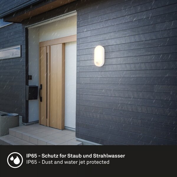 Brilo - LED vonkajšie nástenné svietidlo s pohybovým senzorom RUCH LED/12W/230V IP65 biele