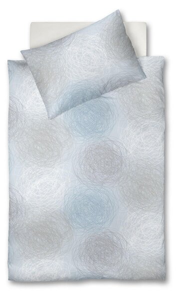 POSTEĽNÁ BIELIZEŇ, satén, sivá, biela, svetlomodrá, 140/200 cm Fleuresse - Obliečky & plachty