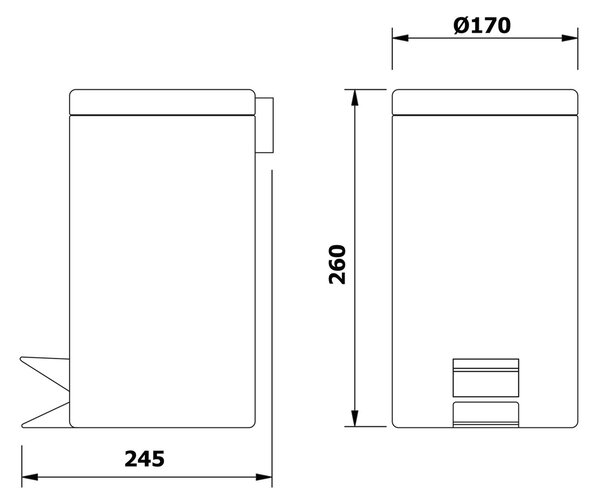 AQUALINE 27103 Simple line odpadkový kôš okrúhly 3 l, nehrdz. oceľ