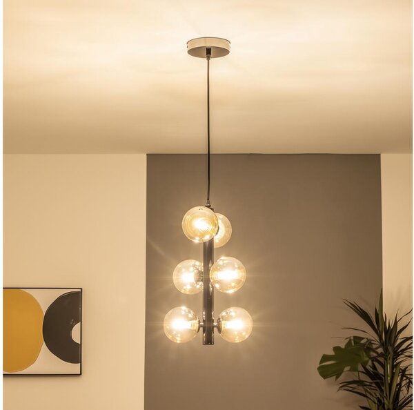 Brilagi - LED luster na lane MILLA 6xG9/3W/230V čierny chróm/zlatá