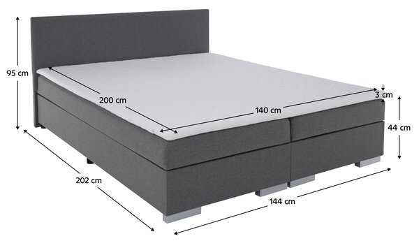 KONDELA Boxspringová posteľ, sivá, 140x200, ADARA