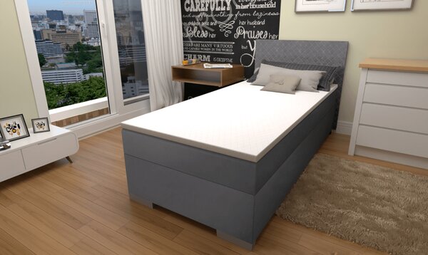 KONDELA Boxspringová posteľ, jednolôžko, sivá, 90x200, univerzálna, ADARA