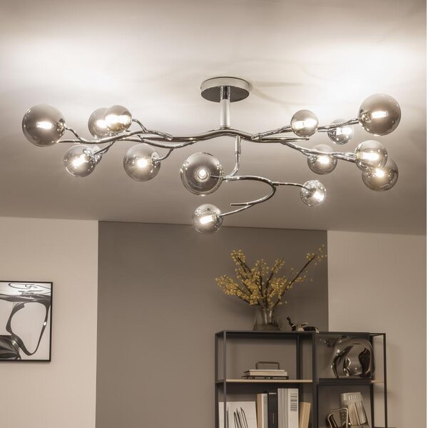 Brilagi - LED prisadený luster MISTEL 15xG9/3W/230V čierny chróm/dymové sklo
