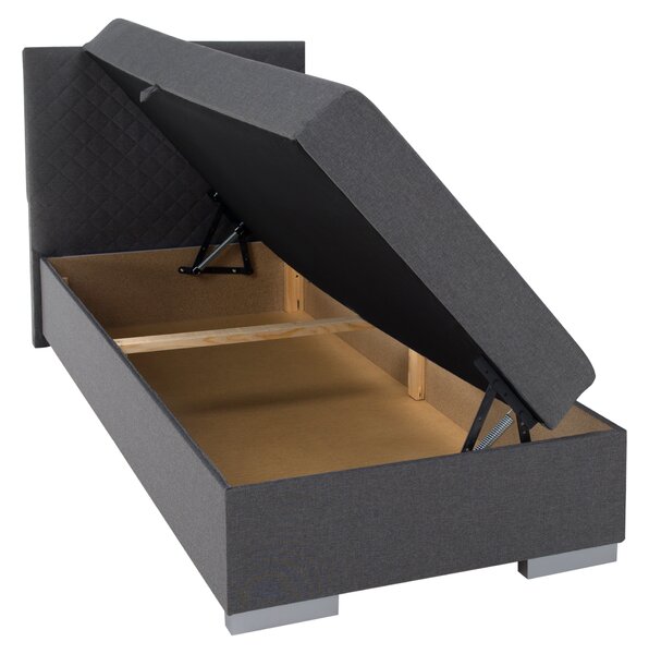 KONDELA Boxspringová posteľ, jednolôžko, sivá, 90x200, univerzálna, ADARA