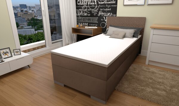 KONDELA Boxspringová posteľ, jednolôžko, hnedá, 90x200, univerzálna, ADARA