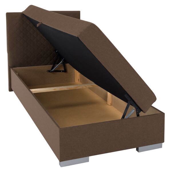 KONDELA Boxspringová posteľ, jednolôžko, hnedá, 90x200, univerzálna, ADARA