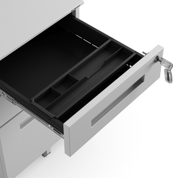 Sivá úložný box pod písací stôl, 390x600x500 mm: KATE