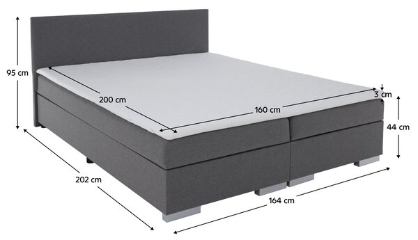 KONDELA Boxspringová posteľ, sivá, 160x200, ADARA