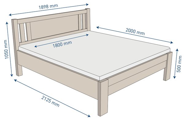 Celomasívna posteľ z prírodného buku Sion K1, BK1, 180x200 cm