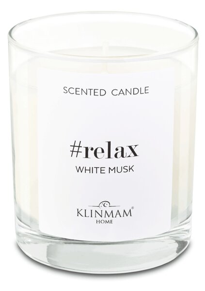 Luxusná sviečka Klinmam Home White Musk z prírodných surovín a púdrovou vôňou s nádychom vanilky