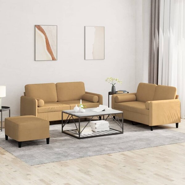 Maison Exclusive – 3-dielna sedacia súprava s vankúšmi, hnedý zamat