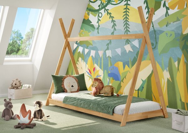 Detská posteľ z buka Tipi, 90x200 cm, prírodná