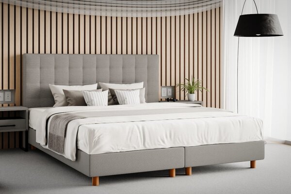 Čalúnená posteľ Garland Boxspring Elite, Wooden Oak, Prato Cream, 180x200 cm