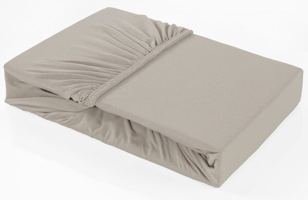 Farebné napínacie prestieradlo Klinmam Home Elastan, farba svetlo hnedá, 90-100x200 cm