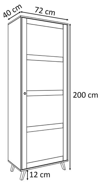 VITRÍNA THEO S VIEDENSKÝM VÝPLETOM ČIERNA 72 cm