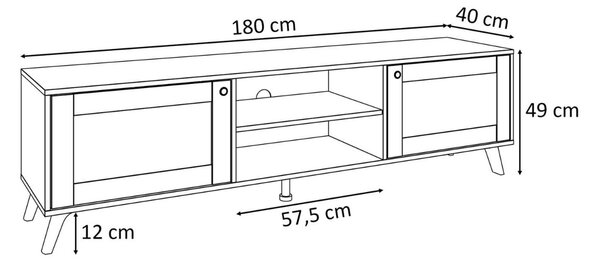 TV STOLÍK THEO S VIEDENSKÝM VÝPLETOM DUB PUCCINI 180 cm