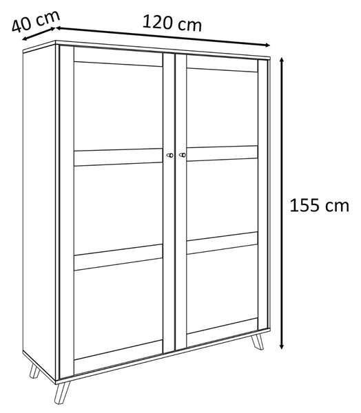 VITRÍNA THEO S VIEDENSKÝM VÝPLETOM ČIERNA 120 cm