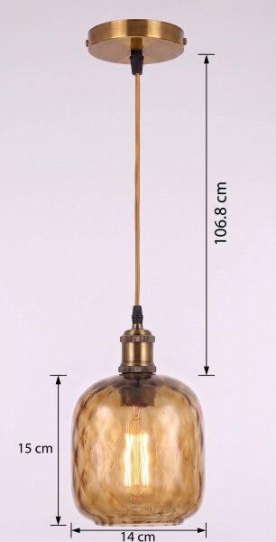 BRILAGI - LED luster na lane RETRO GLASS 1xE27/60W/230V pr.14 cm zlatá/dymová hnedá