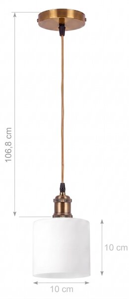 BRILAGI - LED luster na lanku RETRO GLASS 1xE27/60W/230V priemer 10 cm zlatá/biela