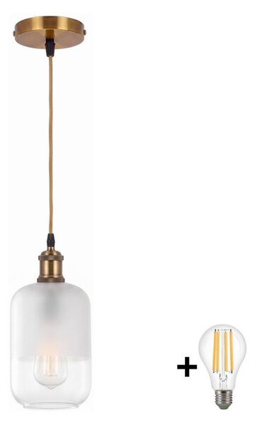 BRILAGI - LED luster na lanku RETRO GLASS 1xE27/60W/230V pr. 14 cm zlatá/biela