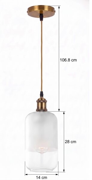 BRILAGI - LED závesné svietidlo na lankách RETRO GLASS 1xE27/60W/230V pr. 14 cm zlatá/biela