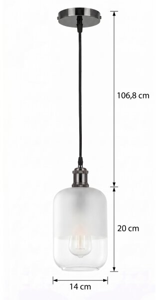 BRILAGI - LED Luster na lanku RETRO GLASS 1xE27/60W/230V priemer 14 cm čierna/biela