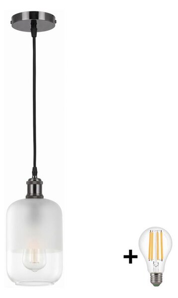 BRILAGI - LED Luster na lanku RETRO GLASS 1xE27/60W/230V priemer 14 cm čierna/biela
