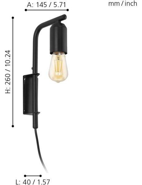 Eglo 98064 - Nástenné svietidlo ADRI 1xE27/60W/230V