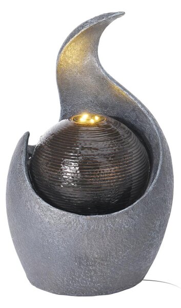 Záhradná fontána s osvetlením Modern, 38x24x21 cm, polyresín, sivá