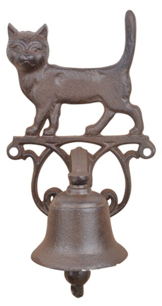 Záhradný zvonček Cat, 24x14 cm, liatina, hnedá