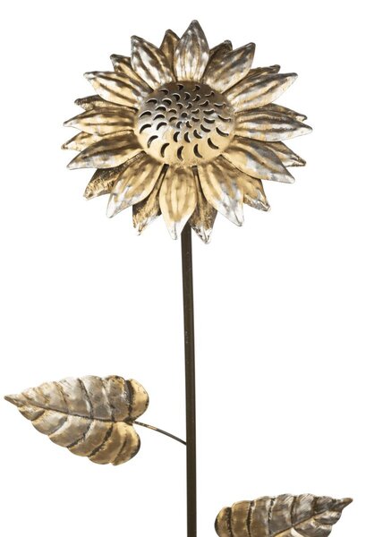 Zapichovacia záhradná dekorácia Flowers, sada 3ks, 74 cm, kov, zlatá