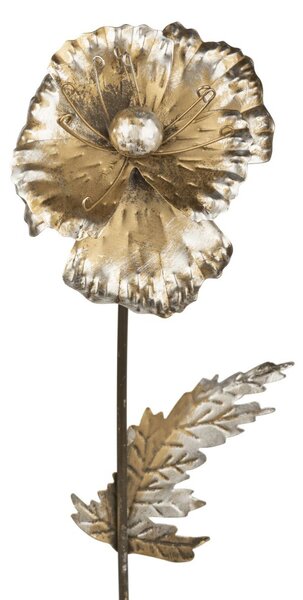 Zapichovacia záhradná dekorácia Flowers, sada 3ks, 74 cm, kov, zlatá