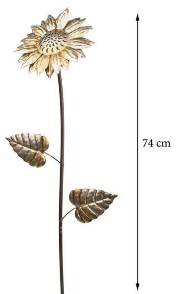 Zapichovacia záhradná dekorácia Flowers, sada 3ks, 74 cm, kov, zlatá