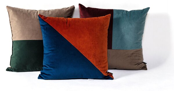 Patchwork vankúš štvorcový medená farba