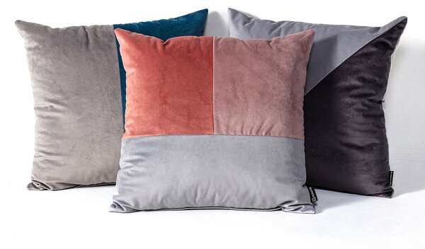 Patchwork štvorcový vankúš ružová sivá lila