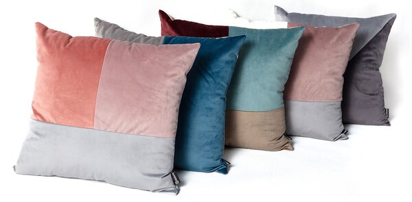 Patchwork štvorcový vankúš ružová sivá lila
