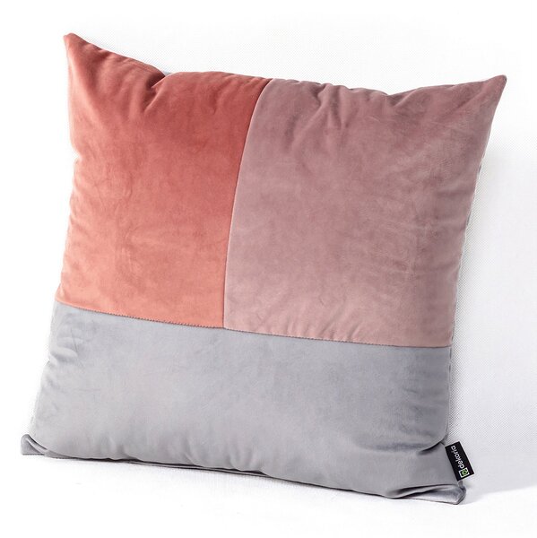 Patchwork štvorcový vankúš ružová sivá lila