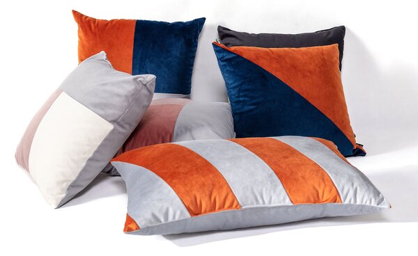 Patchwork obdĺžnikový vankúš sivý medený