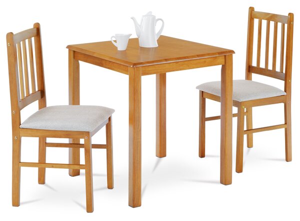 Autronic - Jedálenský set 1+2, stôl 69 x 69 x75 cm, masíiv kaučukovník, morenie dub landhaus, sivé látkové sedáky - JAGUAR OAK AKCE